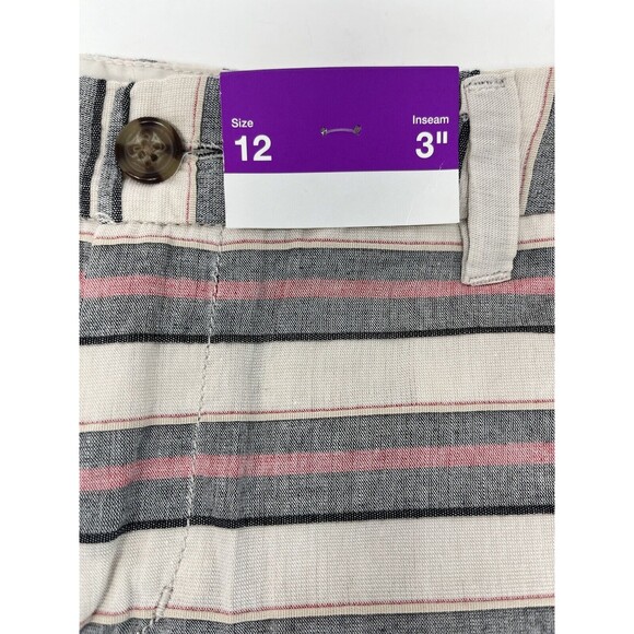 Women's Merona Short Shorts Striped Size 12 NWT Chino - Picture 3 of 6